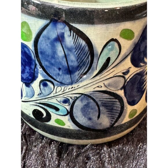 Tonala Pottery Oversized Mugs Geometric & Floral Patterns Set Of 2 - Picture 5 of 10